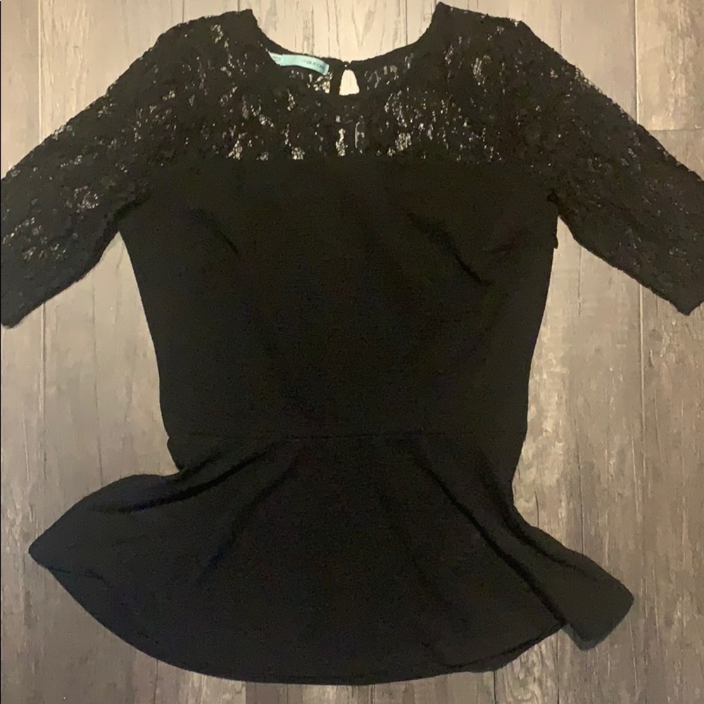 Black Lace Peplum Top